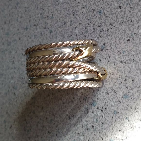 David Yurman Silver and Gold Rope Ring - Picture 3 of 4